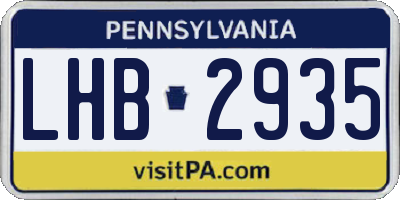 PA license plate LHB2935