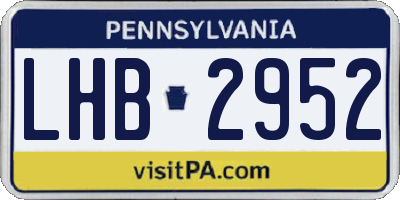 PA license plate LHB2952