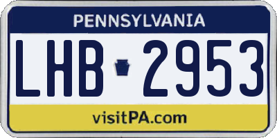 PA license plate LHB2953