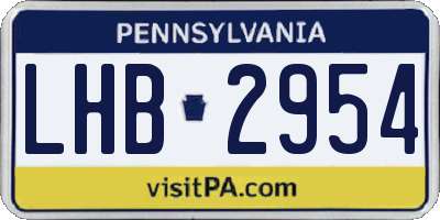 PA license plate LHB2954