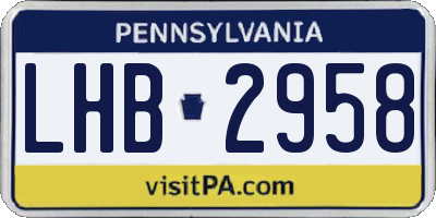 PA license plate LHB2958