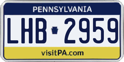 PA license plate LHB2959