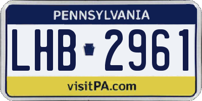 PA license plate LHB2961