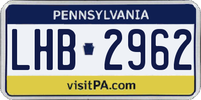 PA license plate LHB2962