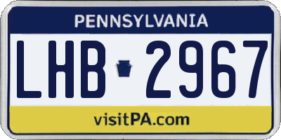 PA license plate LHB2967