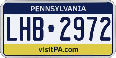 PA license plate LHB2972