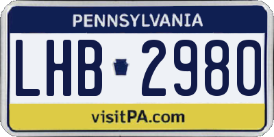 PA license plate LHB2980