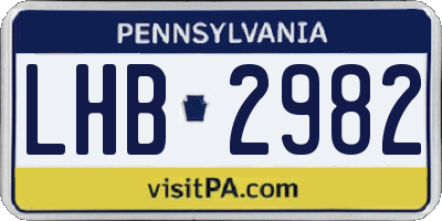 PA license plate LHB2982