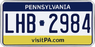PA license plate LHB2984