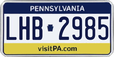 PA license plate LHB2985