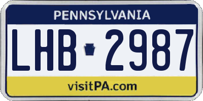 PA license plate LHB2987