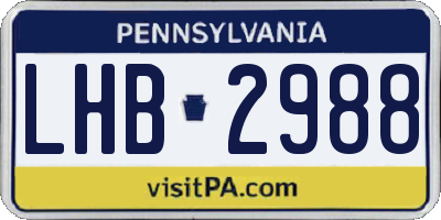 PA license plate LHB2988