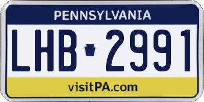 PA license plate LHB2991