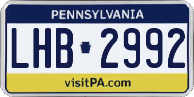PA license plate LHB2992