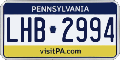PA license plate LHB2994