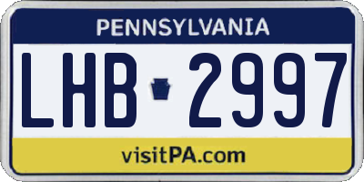 PA license plate LHB2997