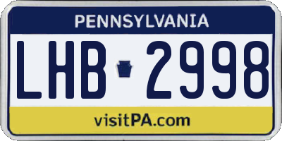 PA license plate LHB2998
