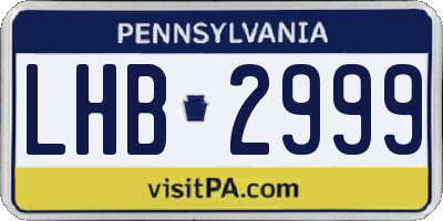 PA license plate LHB2999
