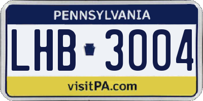 PA license plate LHB3004