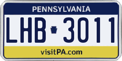 PA license plate LHB3011