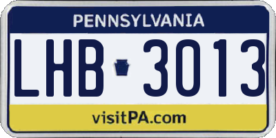 PA license plate LHB3013