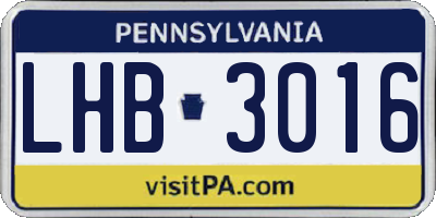 PA license plate LHB3016