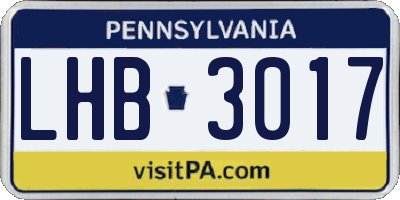 PA license plate LHB3017