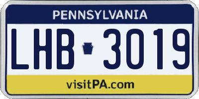 PA license plate LHB3019