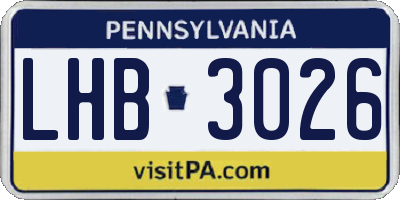PA license plate LHB3026