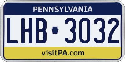 PA license plate LHB3032