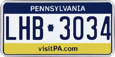 PA license plate LHB3034