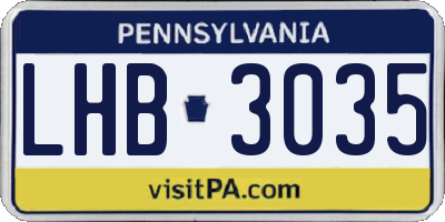 PA license plate LHB3035