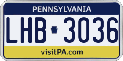 PA license plate LHB3036