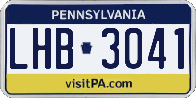 PA license plate LHB3041