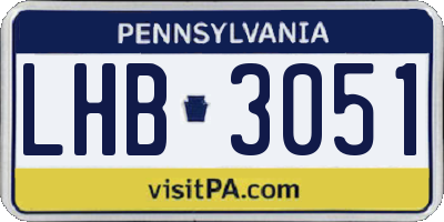 PA license plate LHB3051