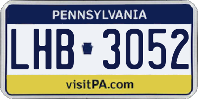 PA license plate LHB3052