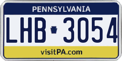 PA license plate LHB3054