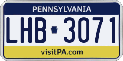 PA license plate LHB3071