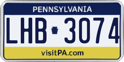 PA license plate LHB3074