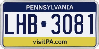 PA license plate LHB3081
