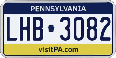 PA license plate LHB3082