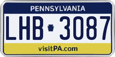 PA license plate LHB3087