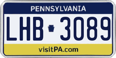 PA license plate LHB3089