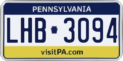 PA license plate LHB3094