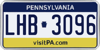 PA license plate LHB3096
