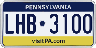 PA license plate LHB3100