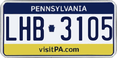 PA license plate LHB3105