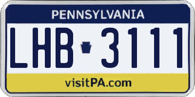 PA license plate LHB3111