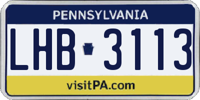PA license plate LHB3113