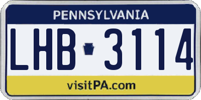 PA license plate LHB3114